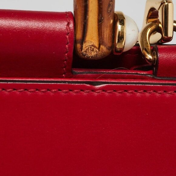 Gucci Red Smooth Calfskin Leather Nymphaea Medium Top Handle Bag - Picture 6 of 12